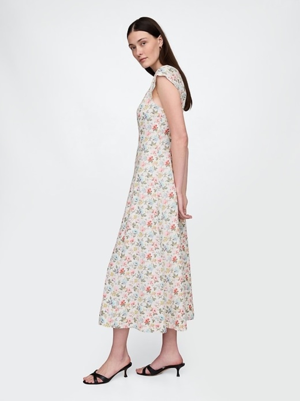 GAP Linen-Blend Cap-Sleeve Maxi Dress
